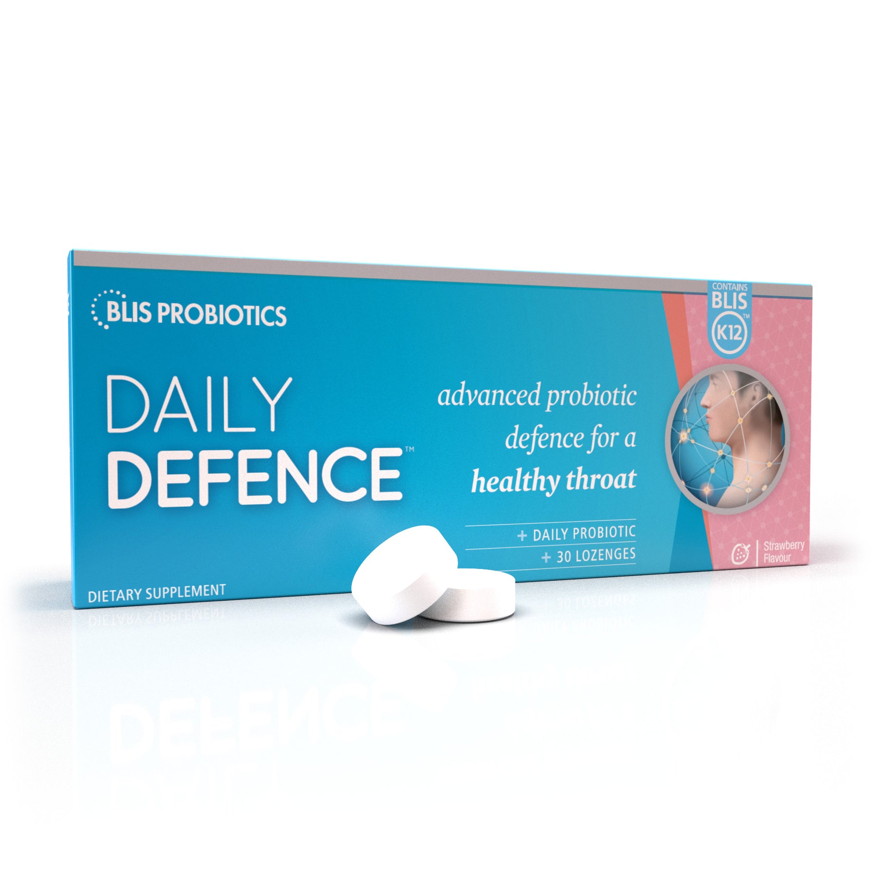 Daily Defence Strawberry Flavour - adanced probiotics for throat health and immunity support